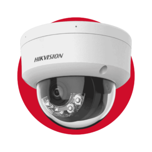 Cámara de red fija con domo y luz híbrida inteligente de 2 MP