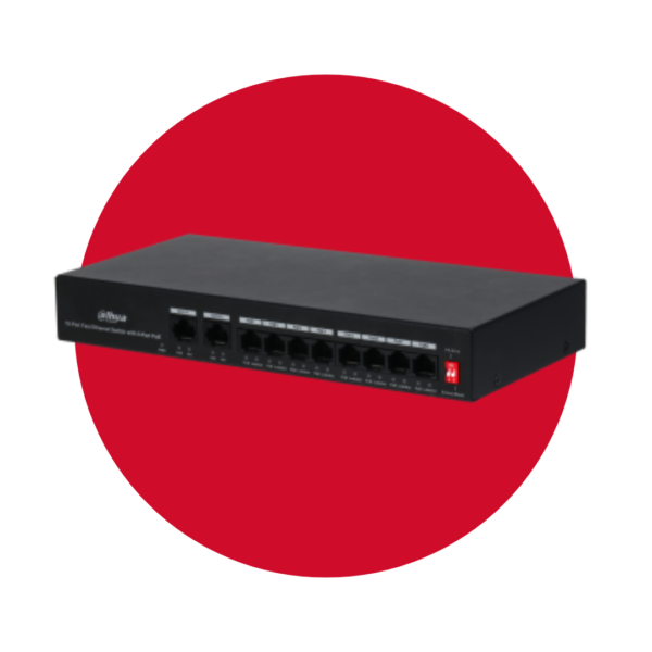 SWITCH Fast Ethernet de 10 puertos con PoE de 8 puertos