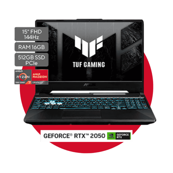 NOTEBOOK ASUS TUF GAMING A15 AMD RYZEN 7 - 16GB - RTX 2050 - W11
