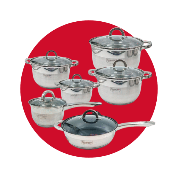 JUEGO DE OLLAS CROMADA X 12 PCS