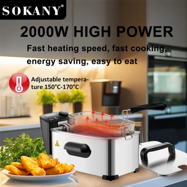 FREIDORA ELECTRICA DE MANO SOKANY 3.5L - Imagen 3