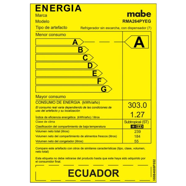 Refrigeradora Mabe No Frost 264 L Brutos - Imagen 6