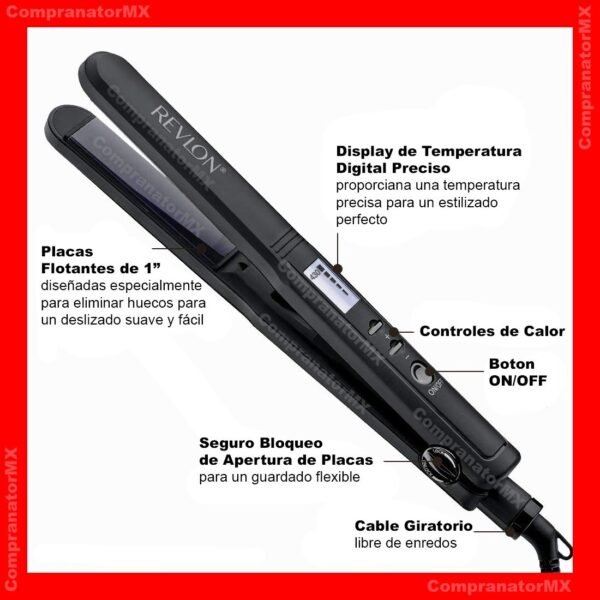 Plancha de cabello Revlon Perfect Heat Straight 3X Ceramic 1" - Imagen 2
