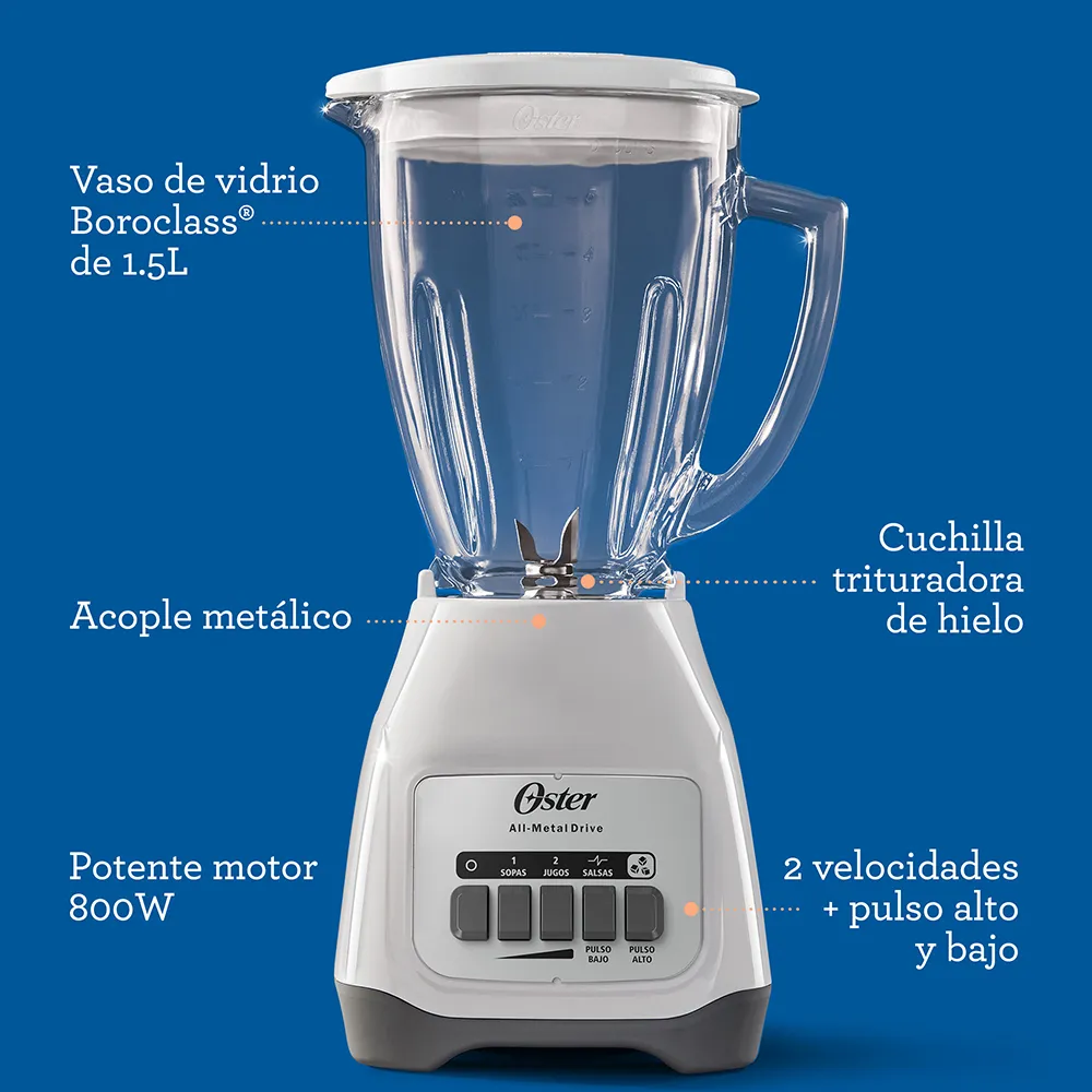 Licuadora Oster® 2 velocidades más pulso y vaso de vidrio - Imagen 5