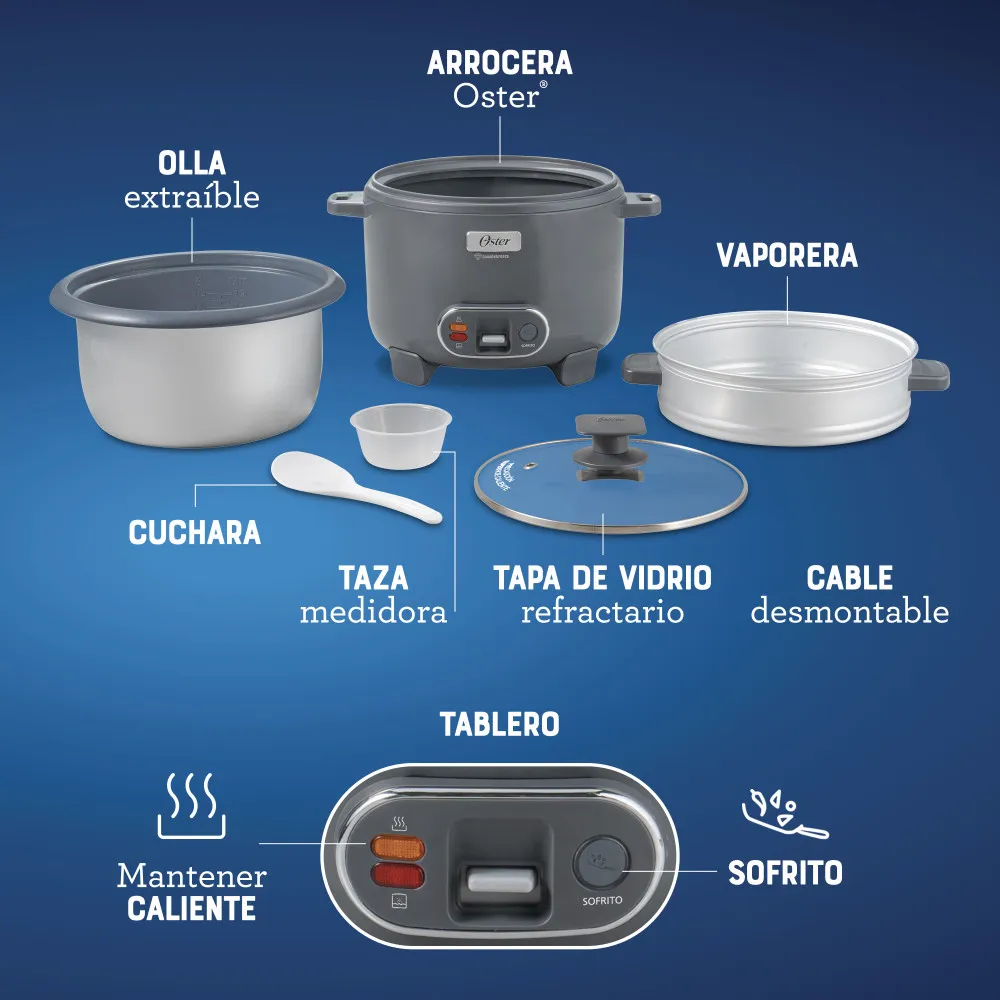 ARROCERA OSTER C/VAPORERA 2.2L 1700W 12TAZAS - Imagen 5