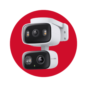 Cámara de seguridad con doble lente panorámica e inclinación para interiores y exteriores