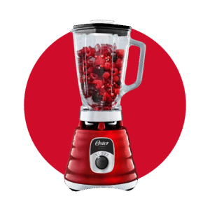 Licuadora clásica Oster® roja con perilla ergonómica de 3 velocidades