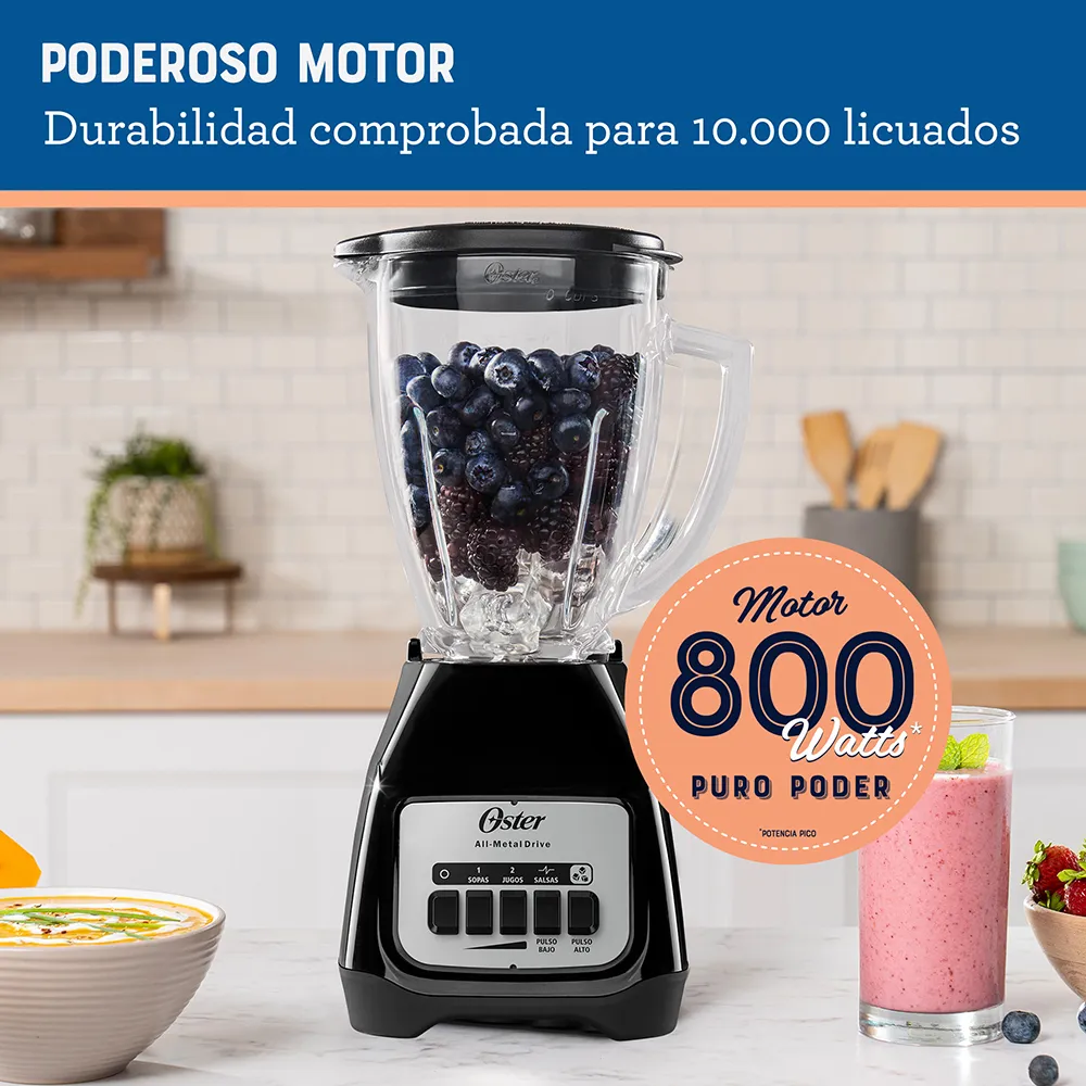 Licuadora Oster® Negra 2 velocidades más pulso y vaso de vidrio - Imagen 3