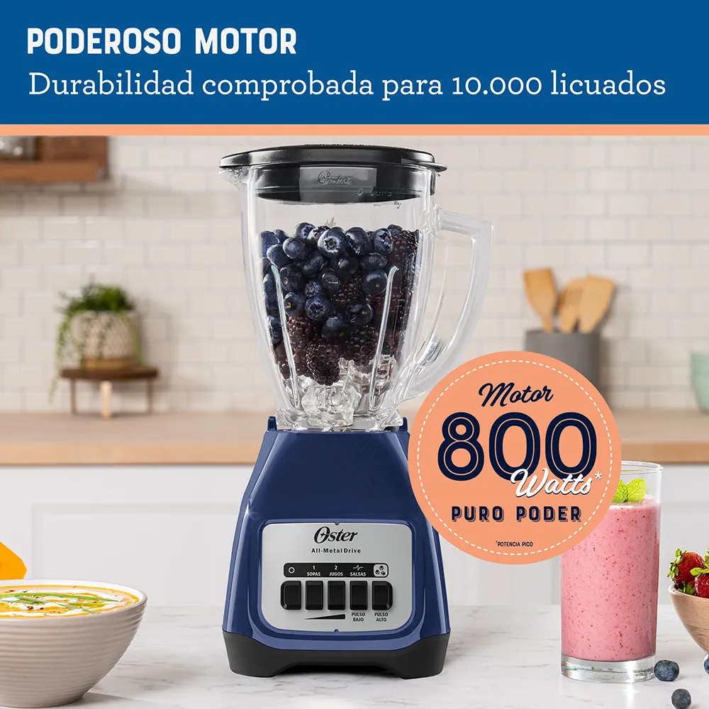 Licuadora Oster® Azul 2 velocidades más pulso y vaso de vidrio - Imagen 3
