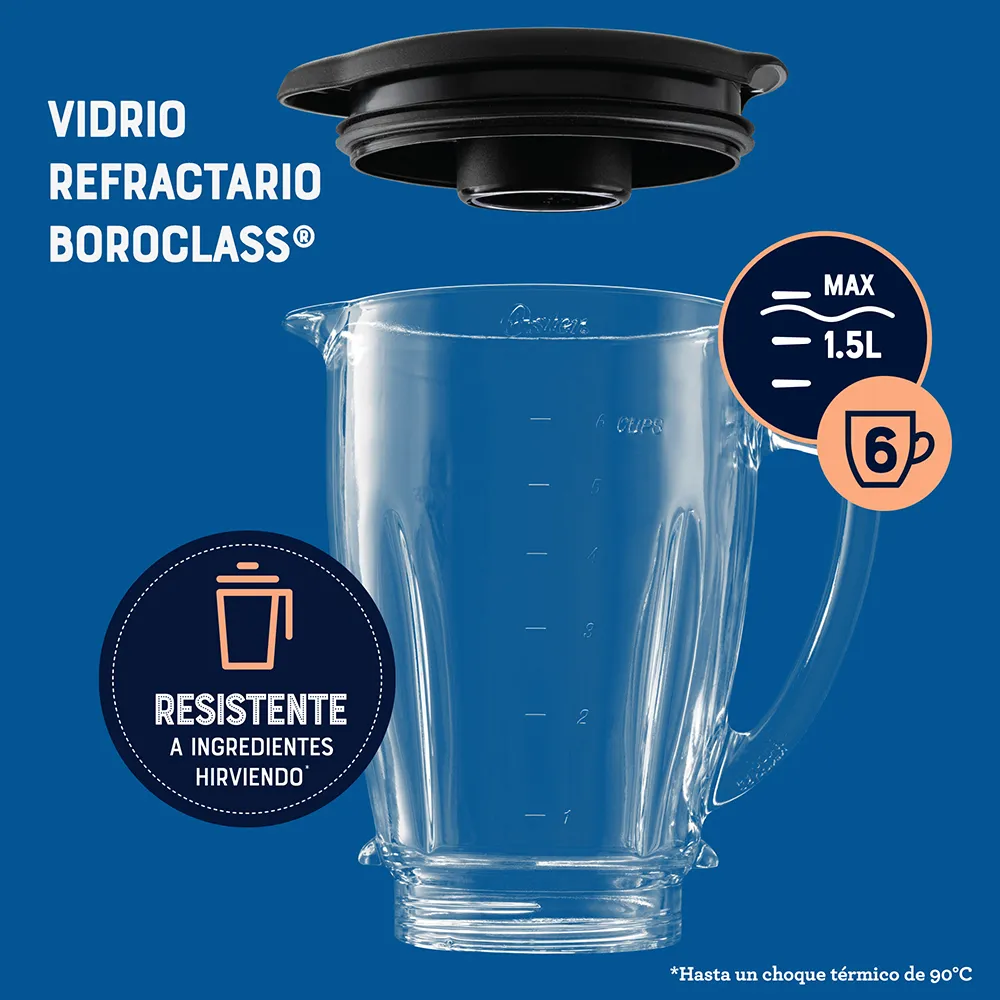 Licuadora Oster® Azul 2 velocidades más pulso y vaso de vidrio - Imagen 4