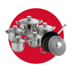 HR1081 SET DE OLLAS ACERO INOX 12PZ + SARTEN