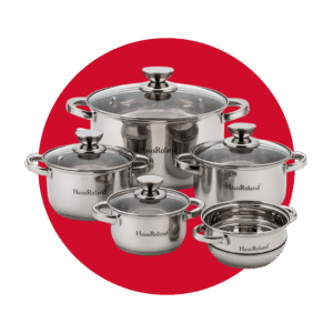 HR1811 SET DE OLLAS ACERO 8PZ + VAPORERA S08448