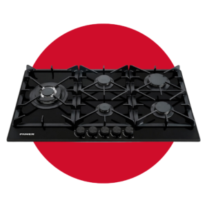 Encimera Pawer 5 Quemadores Vidrio Templado Negro