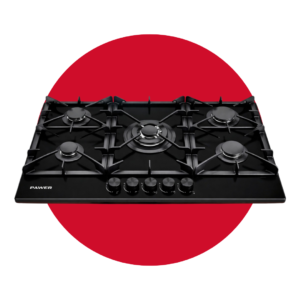 Encimera Pawer 5 Quemadores Vidrio Templado Negro