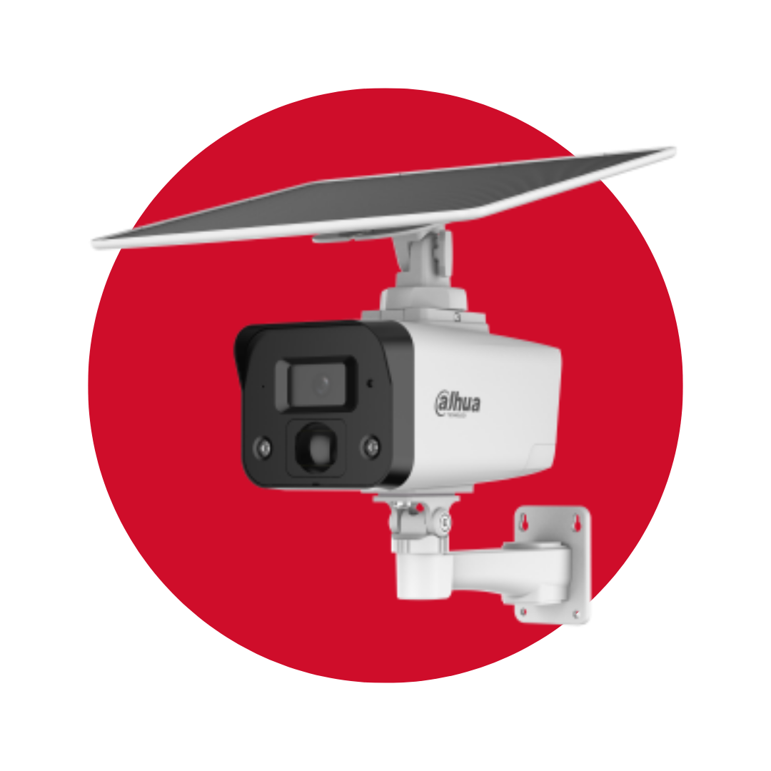 Cámara Dahua tipo bala de 4 MP con doble luz y foco fijo 4G con panel solar