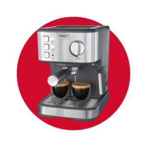 Cafetera Oster® Compacta Espresso Tubo de Vapor Acero Inoxidable