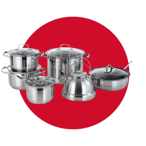 JUEGO OLLAS HAUS ROLAND ACERO INOX 11 PZS