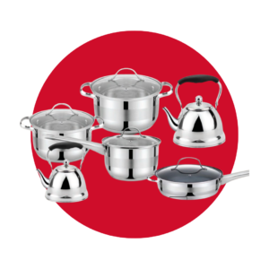 JUEGO OLLAS HAUS ROLAND ACERO INOX 12 PZS