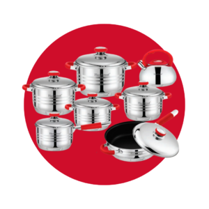 JUEGO OLLAS HAUS ROLAND ACERO INOX 15 PZS
