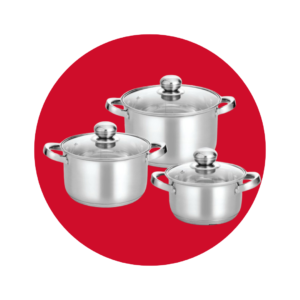 JUEGO OLLAS HAUS ROLAND ACERO INOX 6 PZS