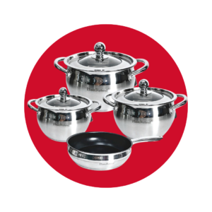 JUEGO OLLAS HAUS ROLAND ACERO INOX 7 PZS