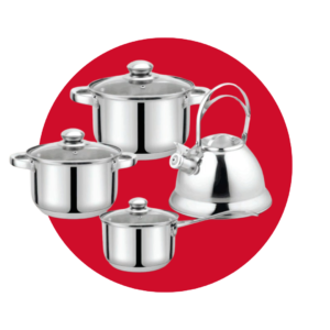JUEGO OLLAS HAUS ROLAND ACERO INOX 7 PZS