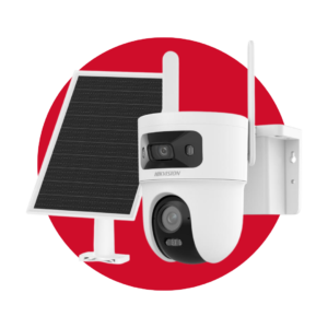 Cámara Hikvision PT de doble lente de 4+4MP con panel solar 4G